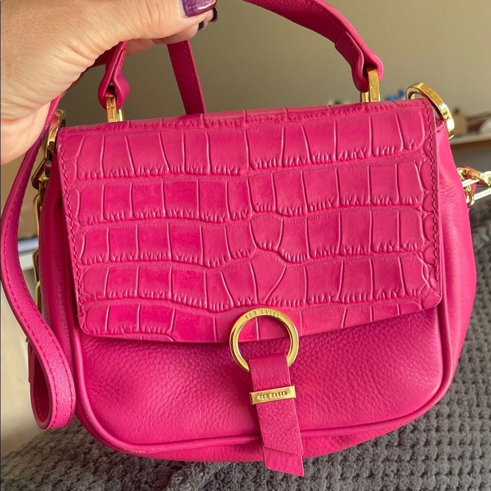 Ted Baker London Fuchsia Croc-Embossed Mini Bag